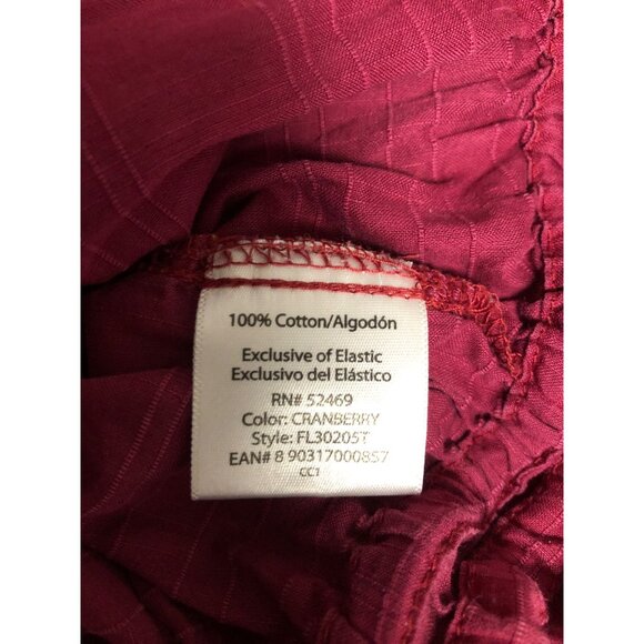 Faded Glory Peasant Top Womens Size XL 16-18 Cranberry Cotton Boho Lightweight - Picture 7 of 8